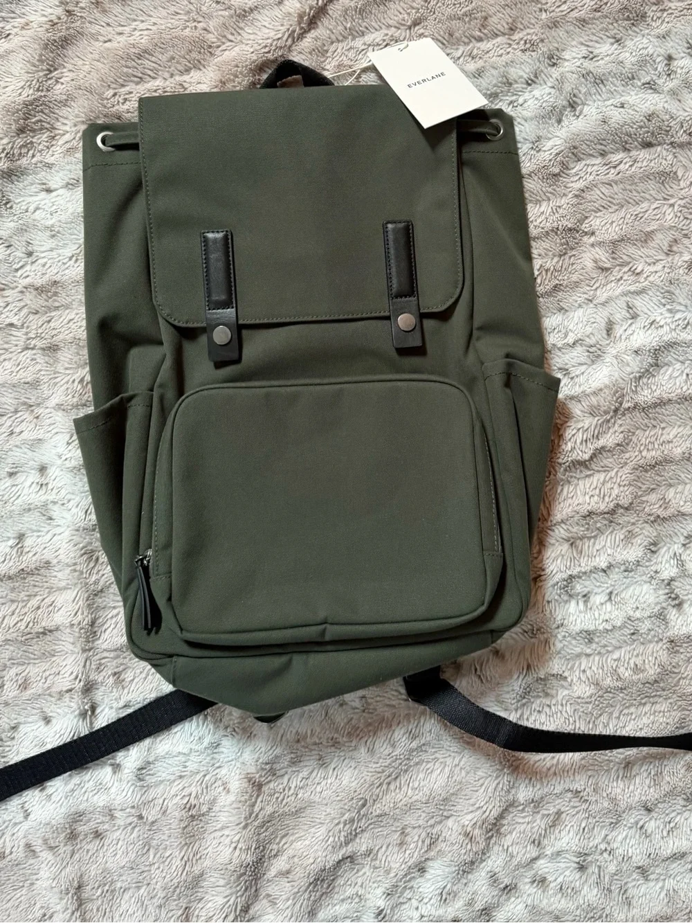 Everlane The Canvas Backpack Forest Green Front Pocket new with tags